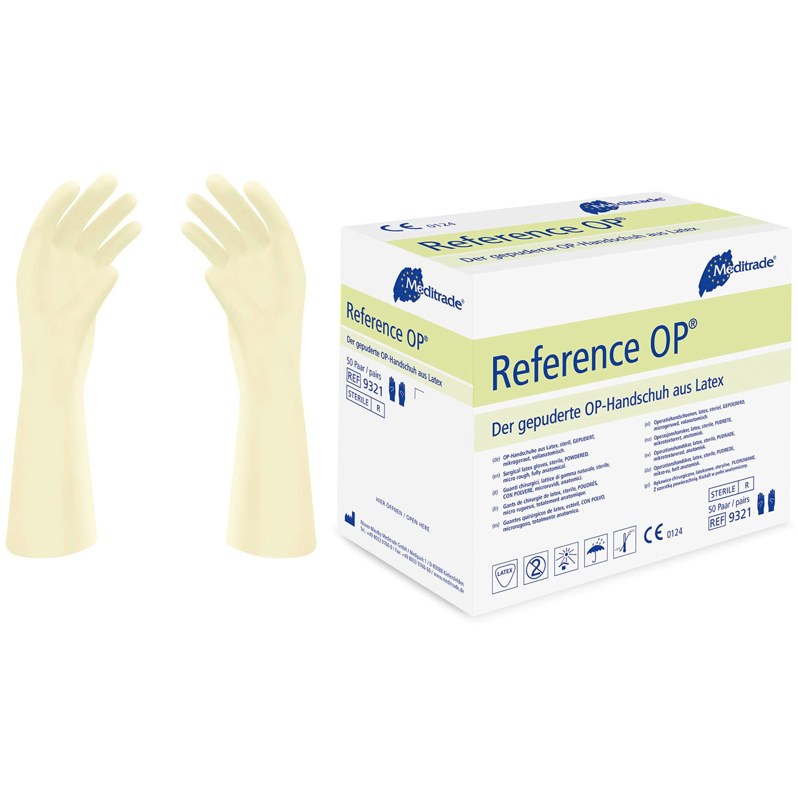 MediTrade Latexhandschuhe Reference™ OPOP-Handschuh aus Latex, gepudert, Gr. 7 | Sporthandschuhe