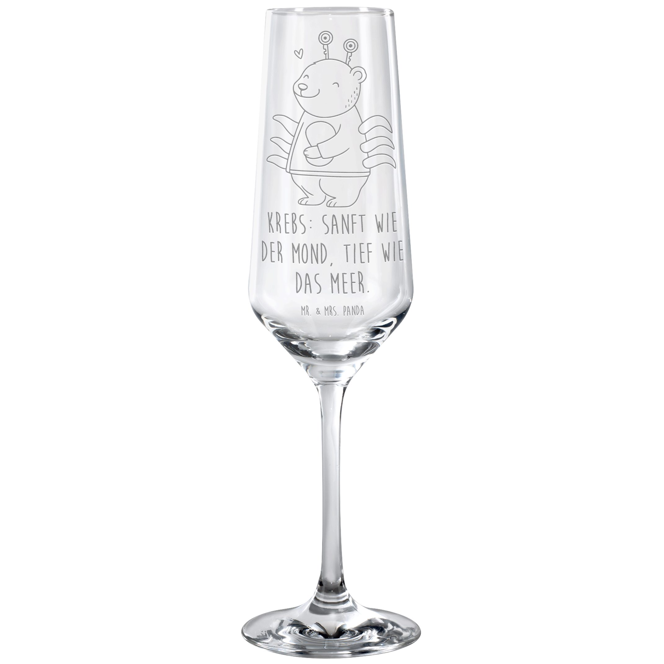 Mr. & Mrs. Panda Sektglas Krebs Astrologie, Sektglas, Transparent, Sektglas Langstielig, Sternz, Premium Glas, Sektglas Set Sektglas Langstielig Sektglas Elegant