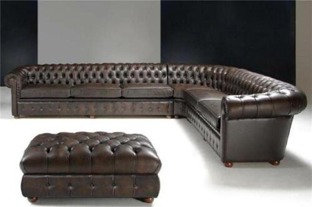 Europa JVmoebel Ecksofa Klassische Sofa Sofort, Polster Chesterfield Teile, 100% in 3 Leder Eckcouch Made Sitz