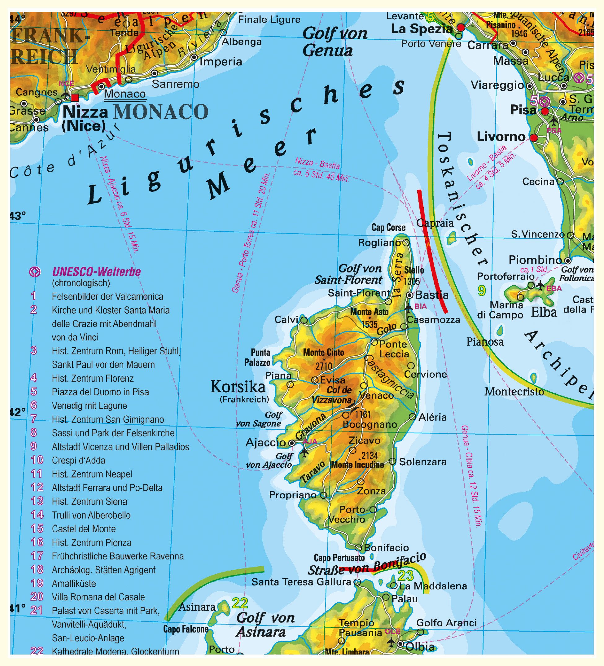 STIEFEL Poster Italien physisch mit UNESCO Welterbestätten und Nationalparks