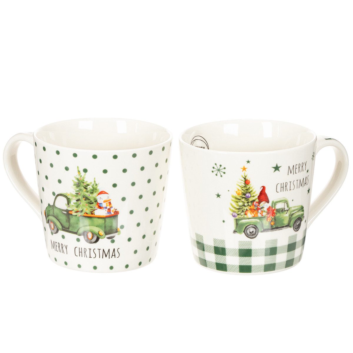 Florists Products Weihnachtsmann Weihnachtstassen Keramik mit festlichem Automotiv, 2 Stück