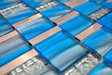 Mosani Mosaikfliesen Glasmosaik Mosaikfliesen Aluminium ocean blau