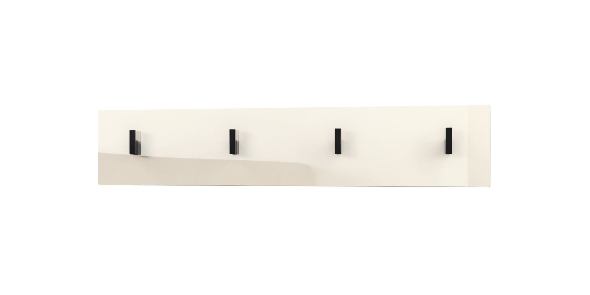 Vladon Garderobenpaneel Linea (Wandgarderobe, mit 4 Kleiderhaken), Creme Hochglanz (72 x 14,5 x 3,5 cm)