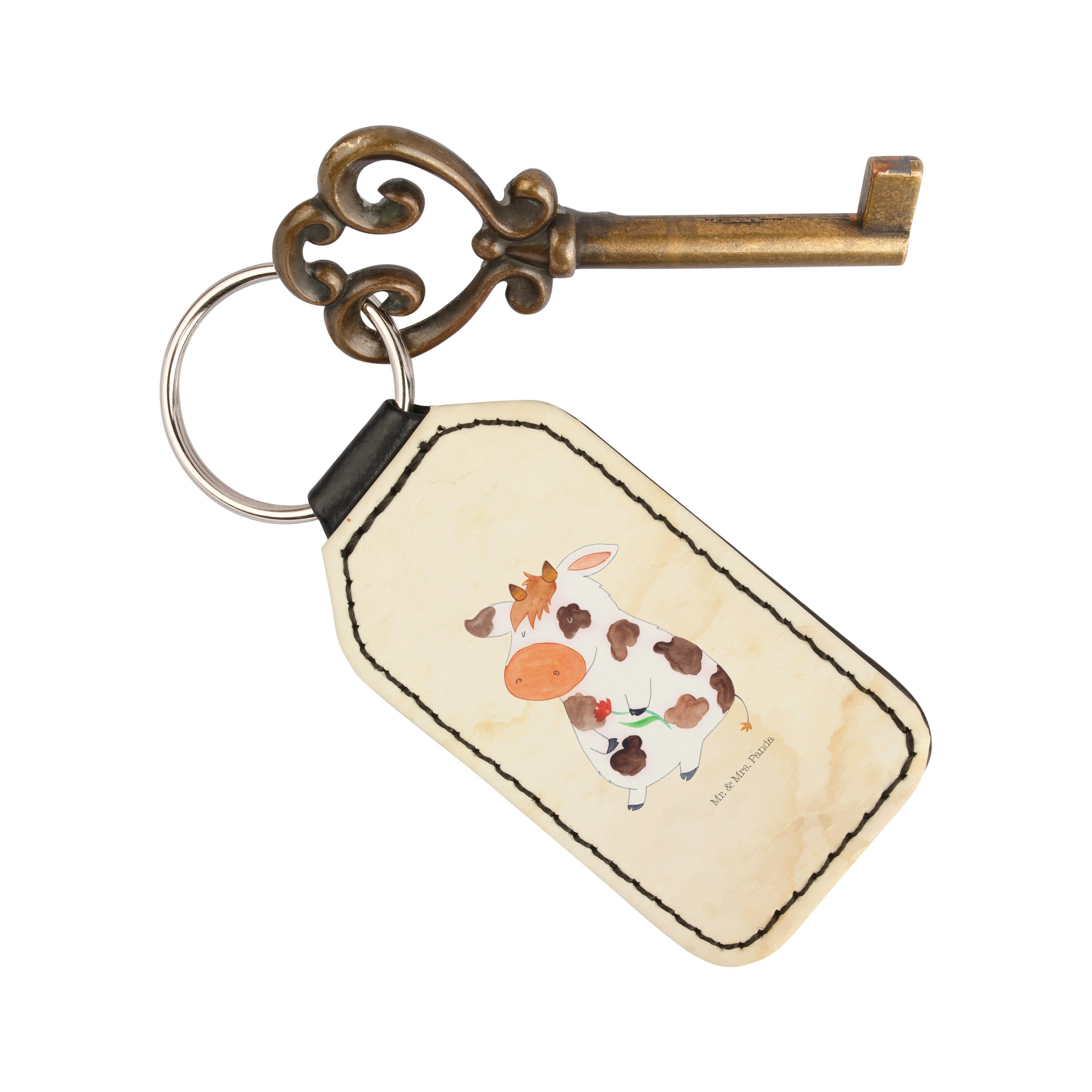 Schlüsselanhänger (1-tlg) & Kuh Sp Geschenk, Vintage Mrs. - Mr. Panda - Magie, Schutzengel, Kühe, Glücksbringer,