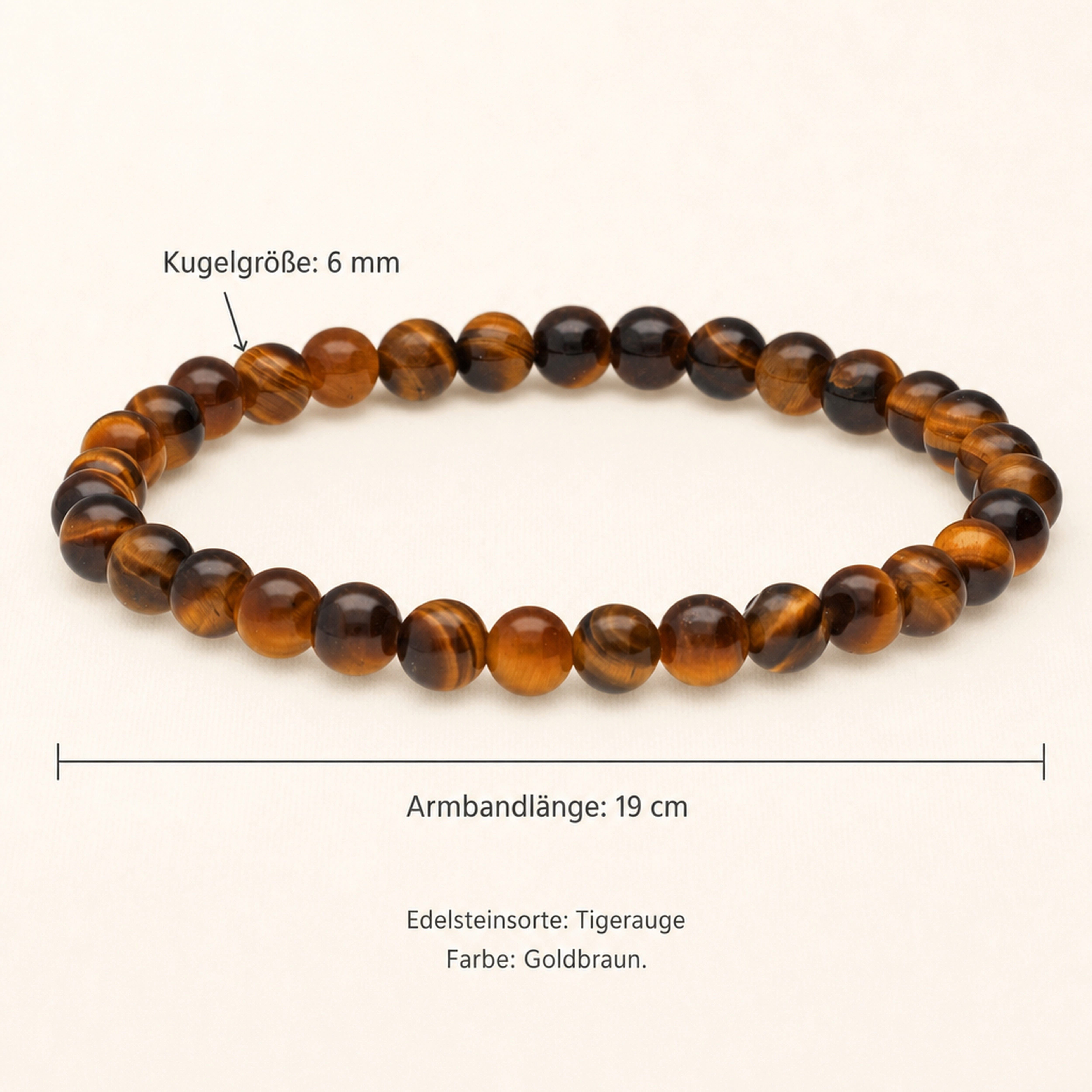 Lebensquelle Plus Armband Tigerauge Kugelarmband, 6 mm – Bild 3 von 5