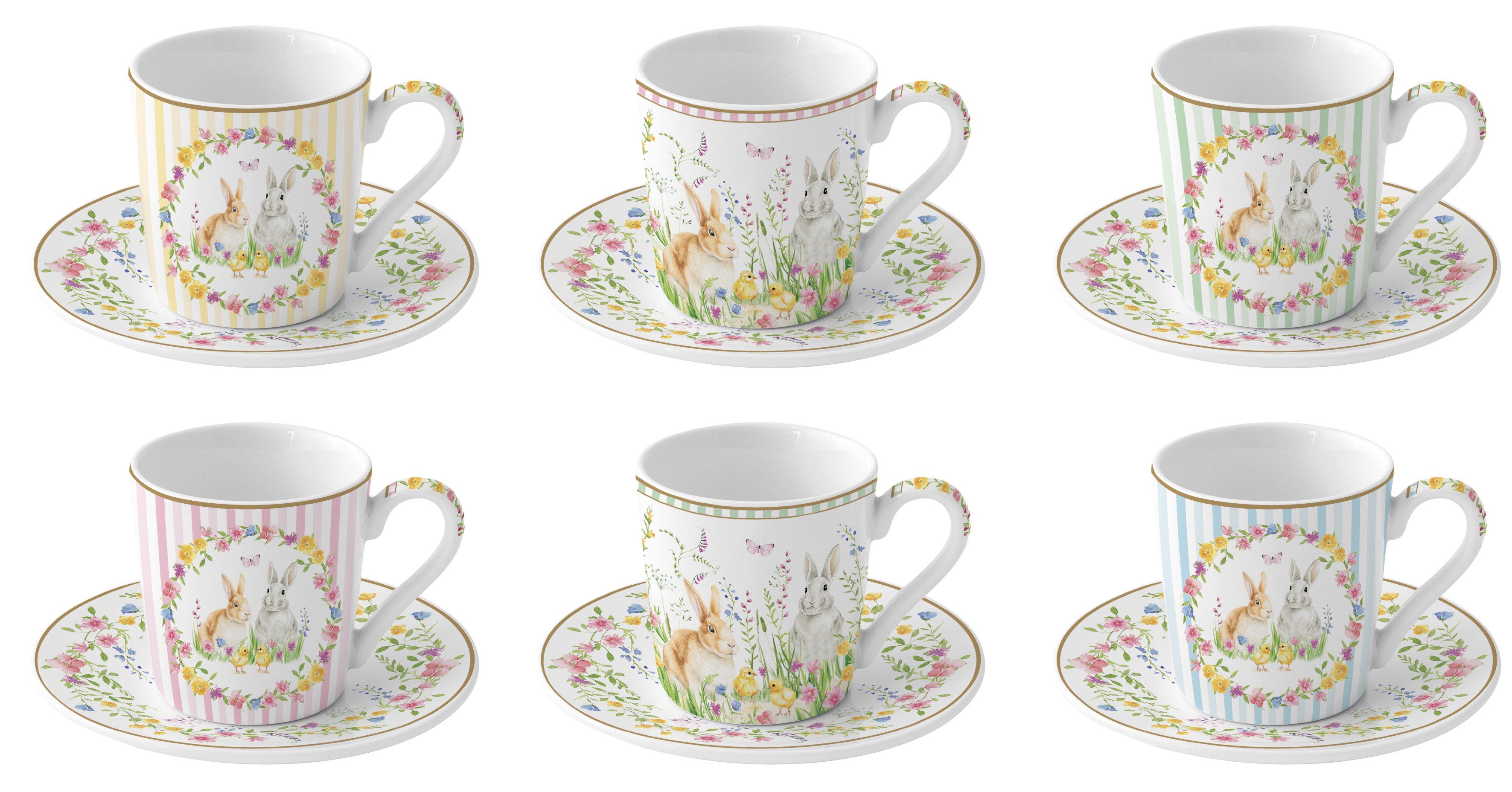 Espressotasse EAST0126 - Happy Easter, 6er SET, mit Untertassen, 100 ml