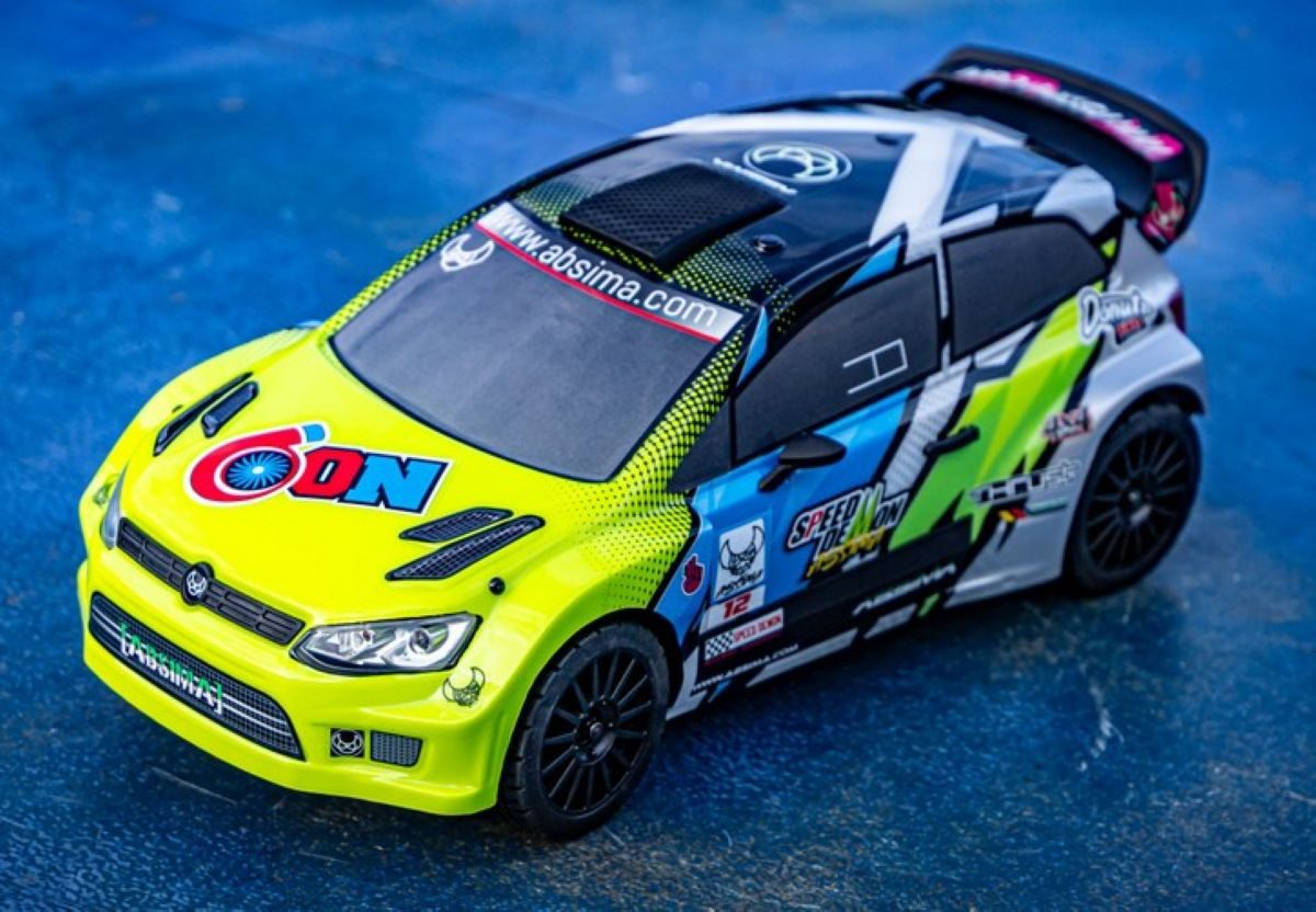 Absima RC-Auto 1:12 Brushless 3S High Speed Rally Car SPEED DEMON Allrad (Set, inkl. 2.4 GHz Fernsteuerung, 3S Fahrakku und USB Ladekabel), mit elektronischer Lenkhilfe