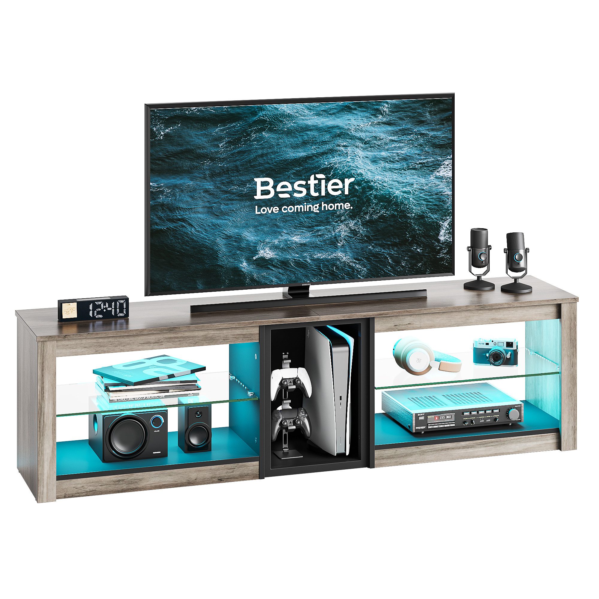 Bestier Lowboard TV-Schrank, Fernsehschrank mit RGB-LED, günstig online kaufen