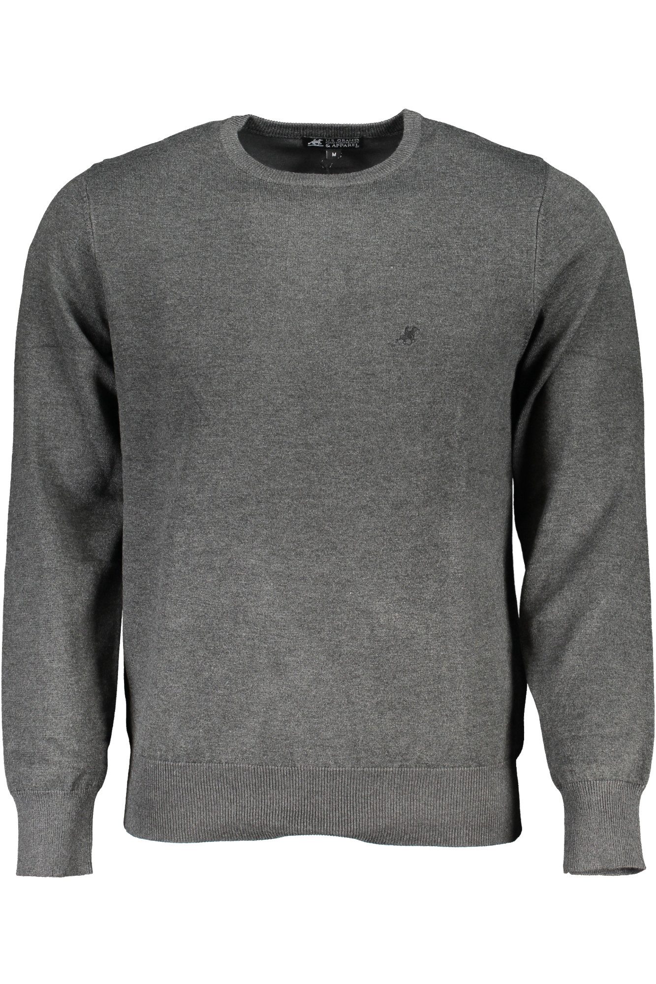 U.S. GRAND POLO Strickpullover Graues Herrenhemd mit Stickerei und Kontrastdetails - Oversize-Look