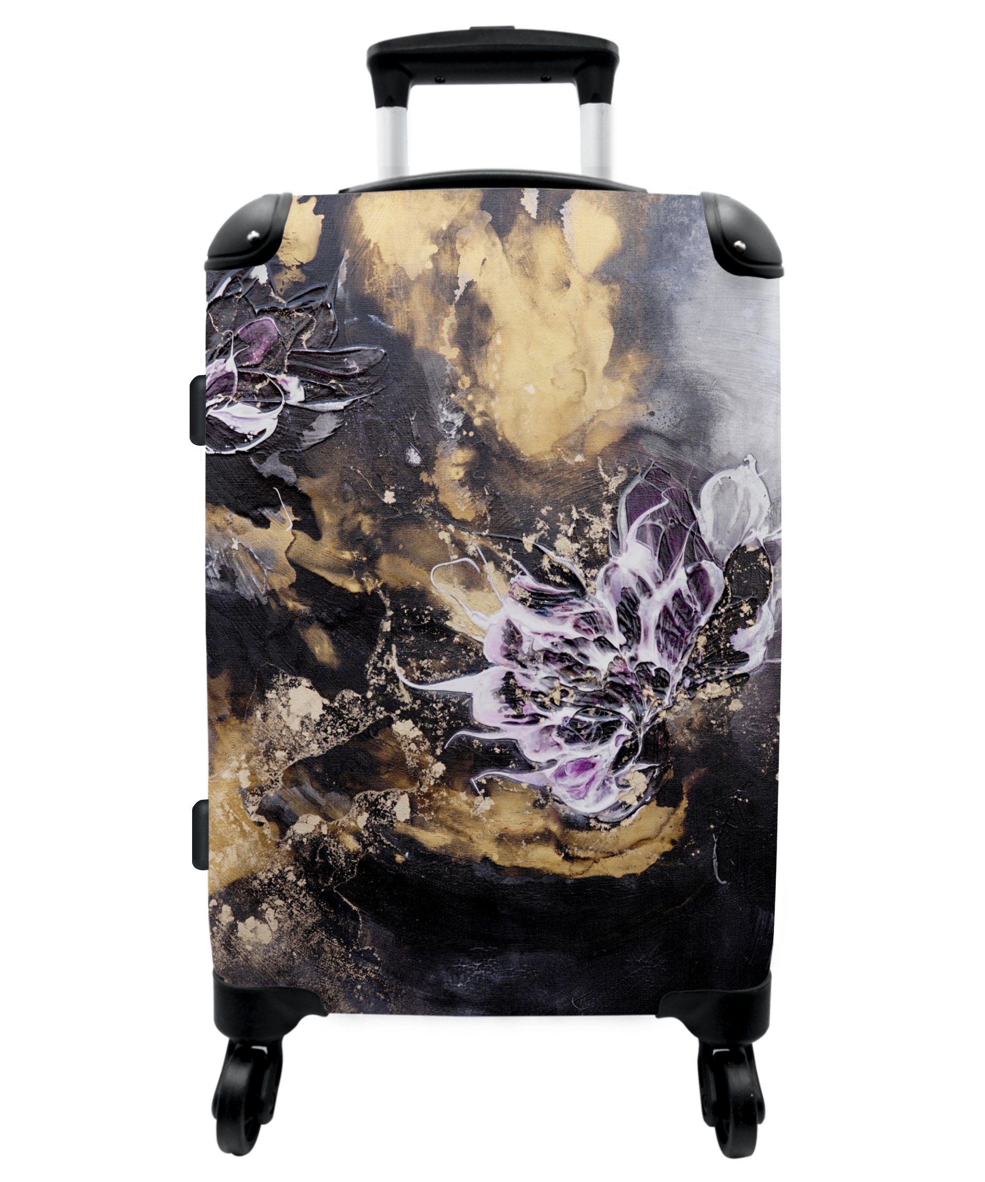 NoBoringSuitcases.com© Koffer 67x43x25cm Abstrakt - Schwarz - Grau - Farbe, 4 Rollen, Aufgabegepäck Trolley Rollkoffer Große Reisekoffer mit 4 Rollen -