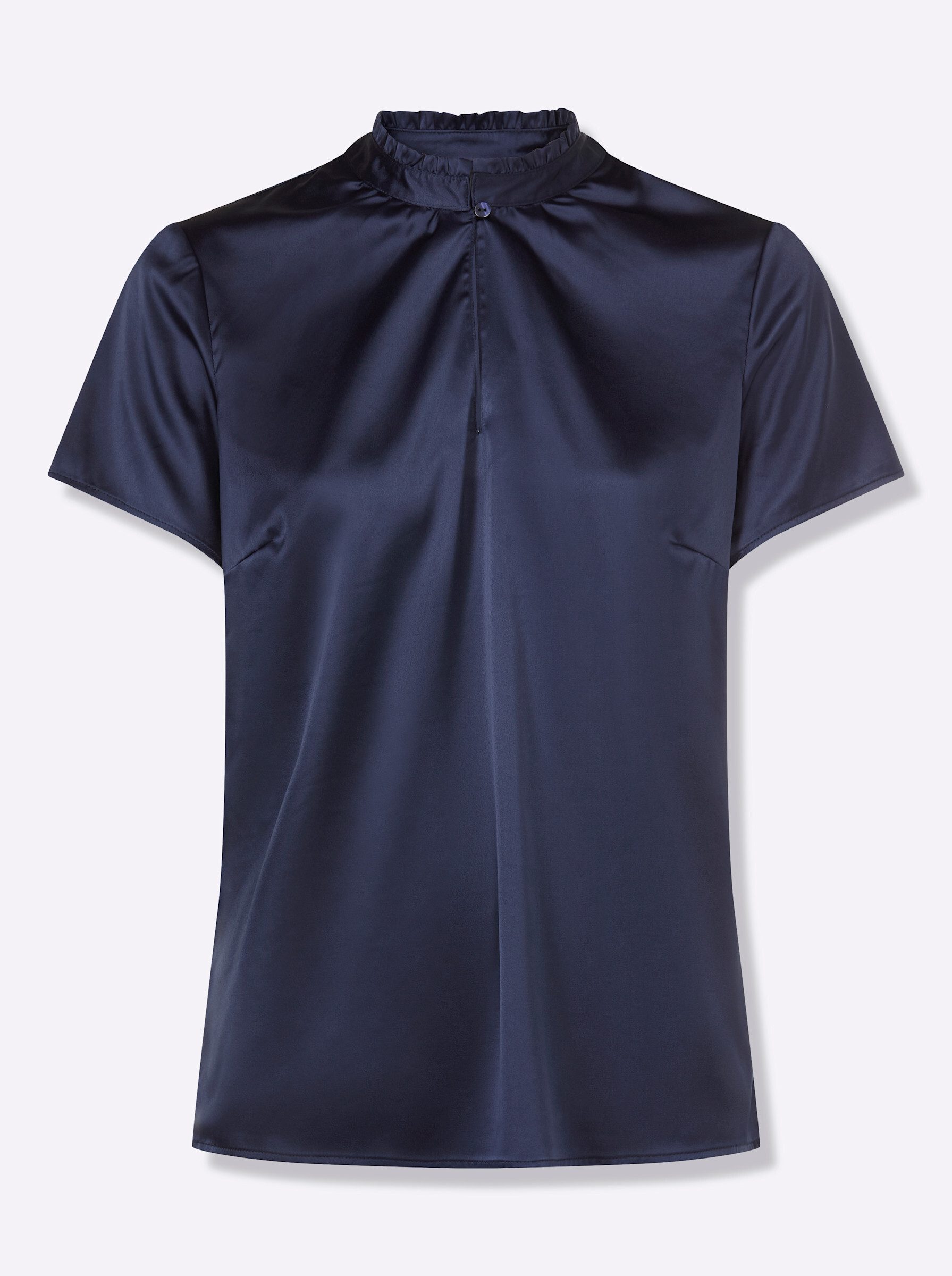 Klassische Bluse Satin-Bluse Kurzarm