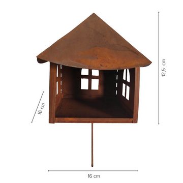 UNUS GARDEN Gartenstecker Roststecker Beetstecker Haus Vogelhaus (1-St., 12,5x16x16cm (HxBxT) Dekoration Häuser Rostdeko Metallstecker Gartenstecker Blumengarten