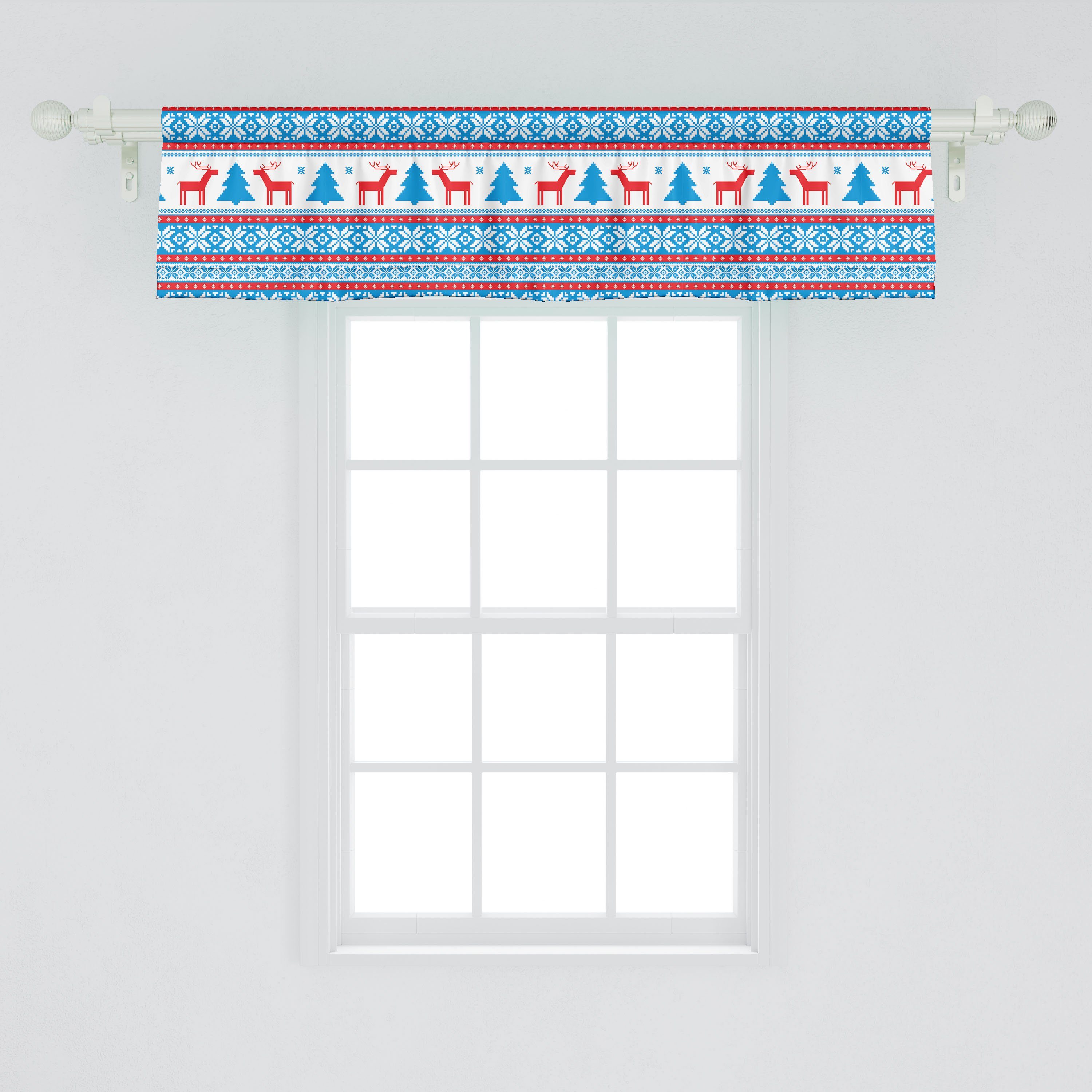 Scheibengardine Vorhang Volant für Küche mit Stangentasche, Weihnachten Microfaser, Schlafzimmer Knit Abakuhaus, Folk Dekor Art-Kunst