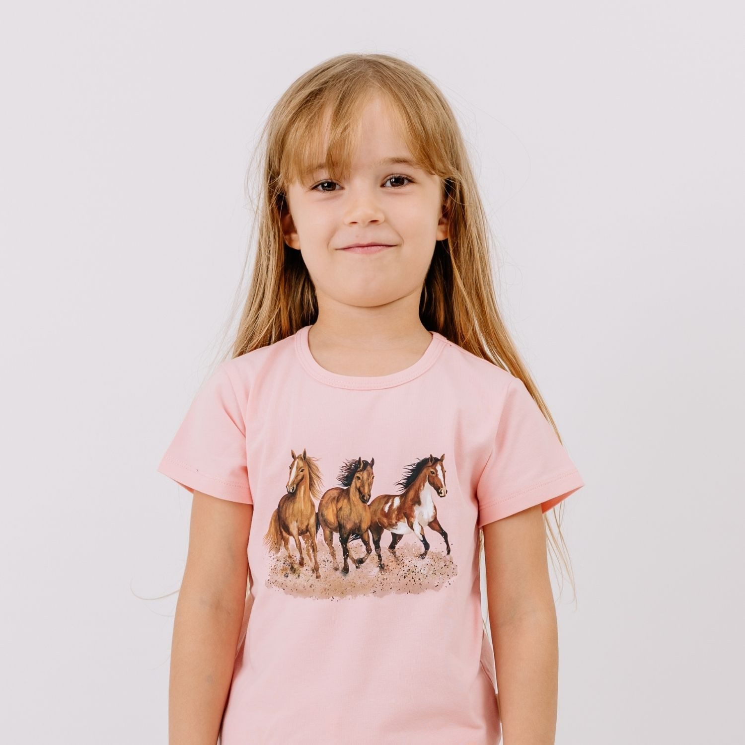 T-Shirt Walkiddy Pferde Kinder Bio Baumwolle GOTS Rosa -