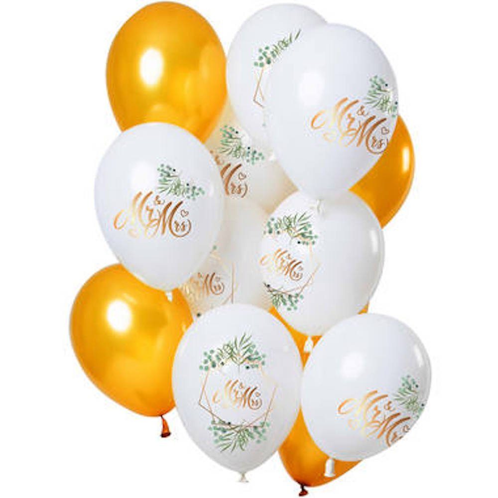Folat Latexballon Latexballons Ballons 'Mr & Mrs' 30cm - 12 Stück