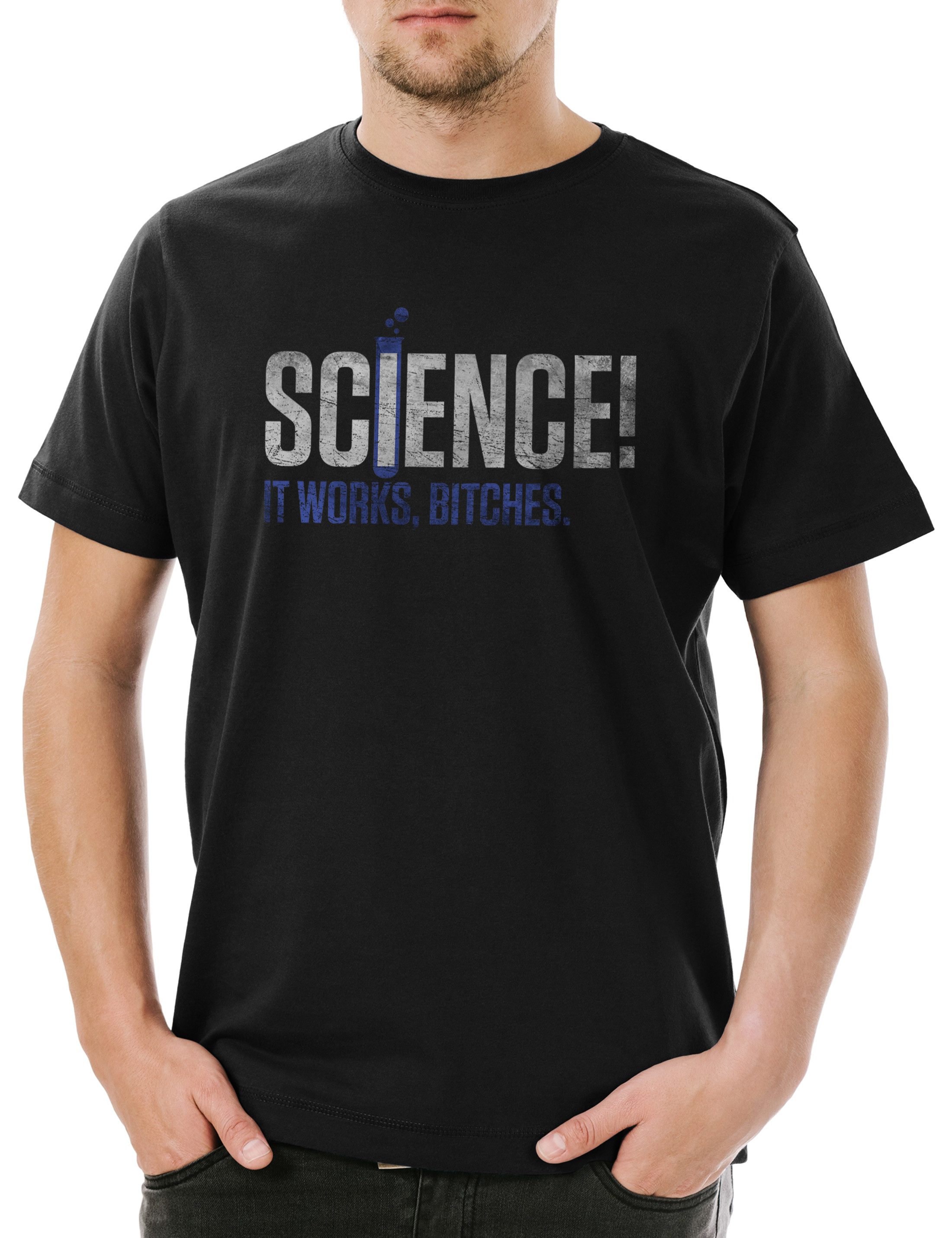 Print-Shirt Science It Works... Herren T-Shirt Lehrer Fun Teacher Professor Nerd