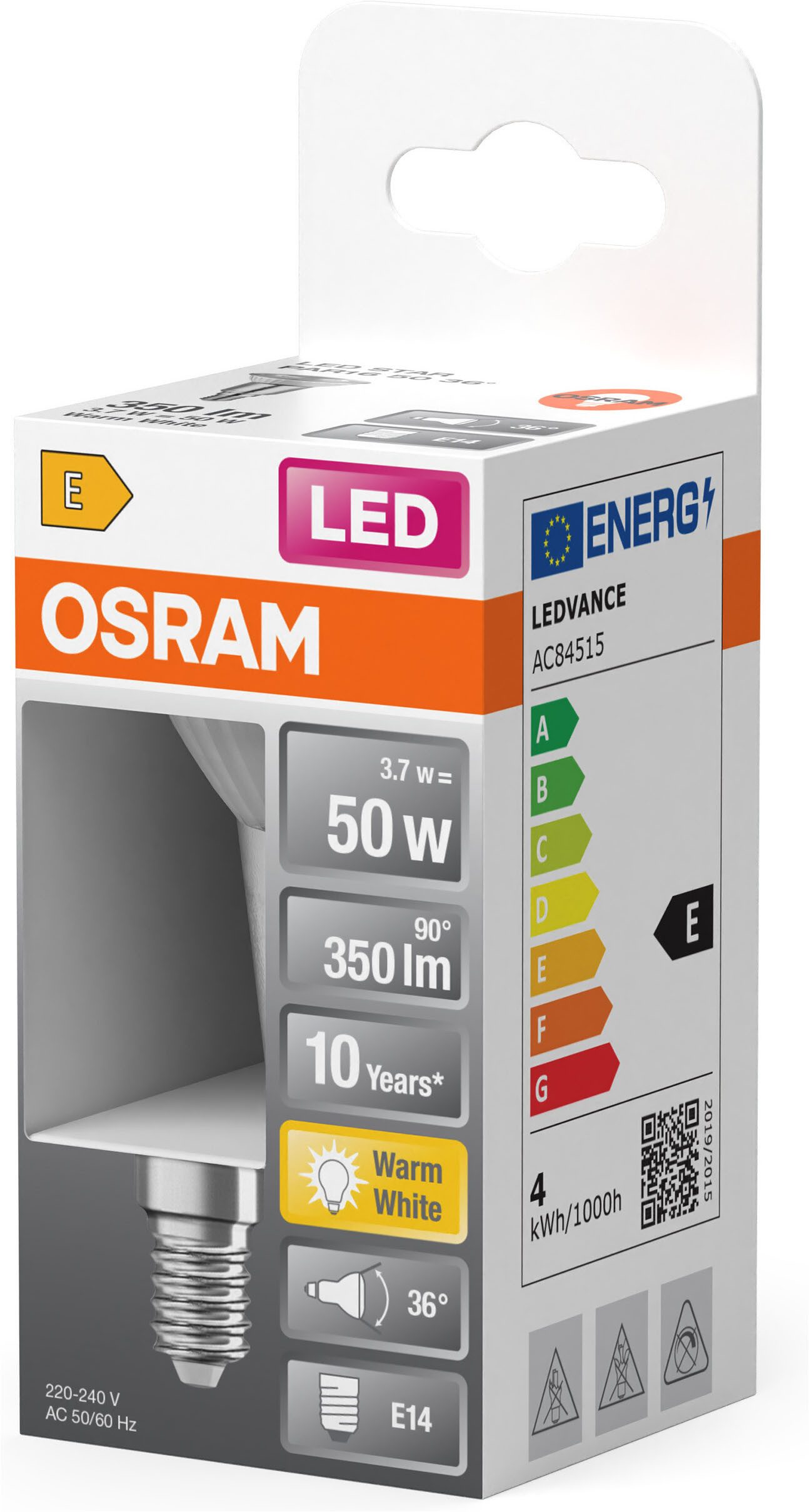 Osram LED-Leuchtmittel LED STAR PAR16 in PAR16-Form, E14, 1 St., Warmweiß