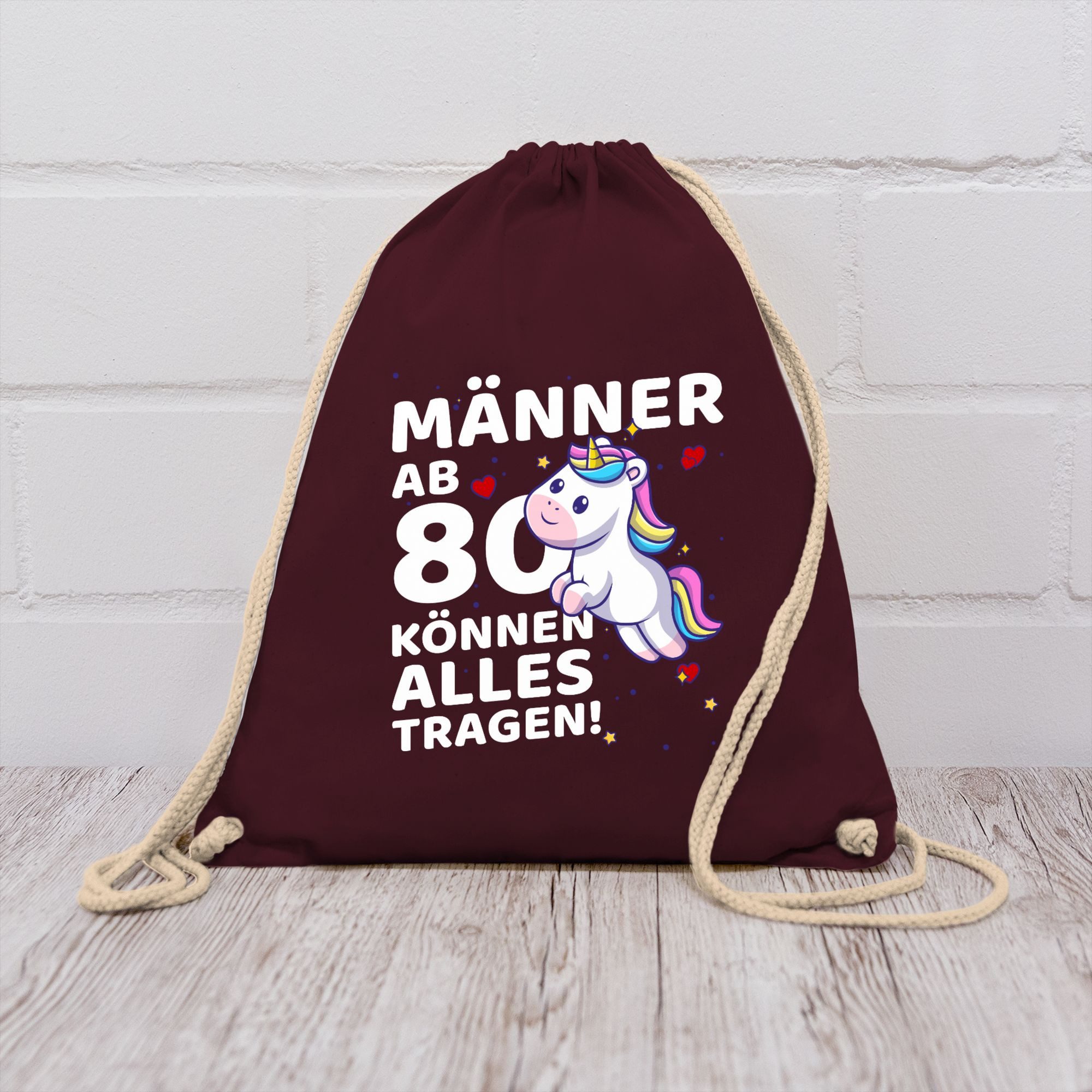 Shirtracer Turnbeutel Süßes Einhorn Männer ab 80 können alles tragen I Achtzigster Geburtsta, 80. Geburtstag