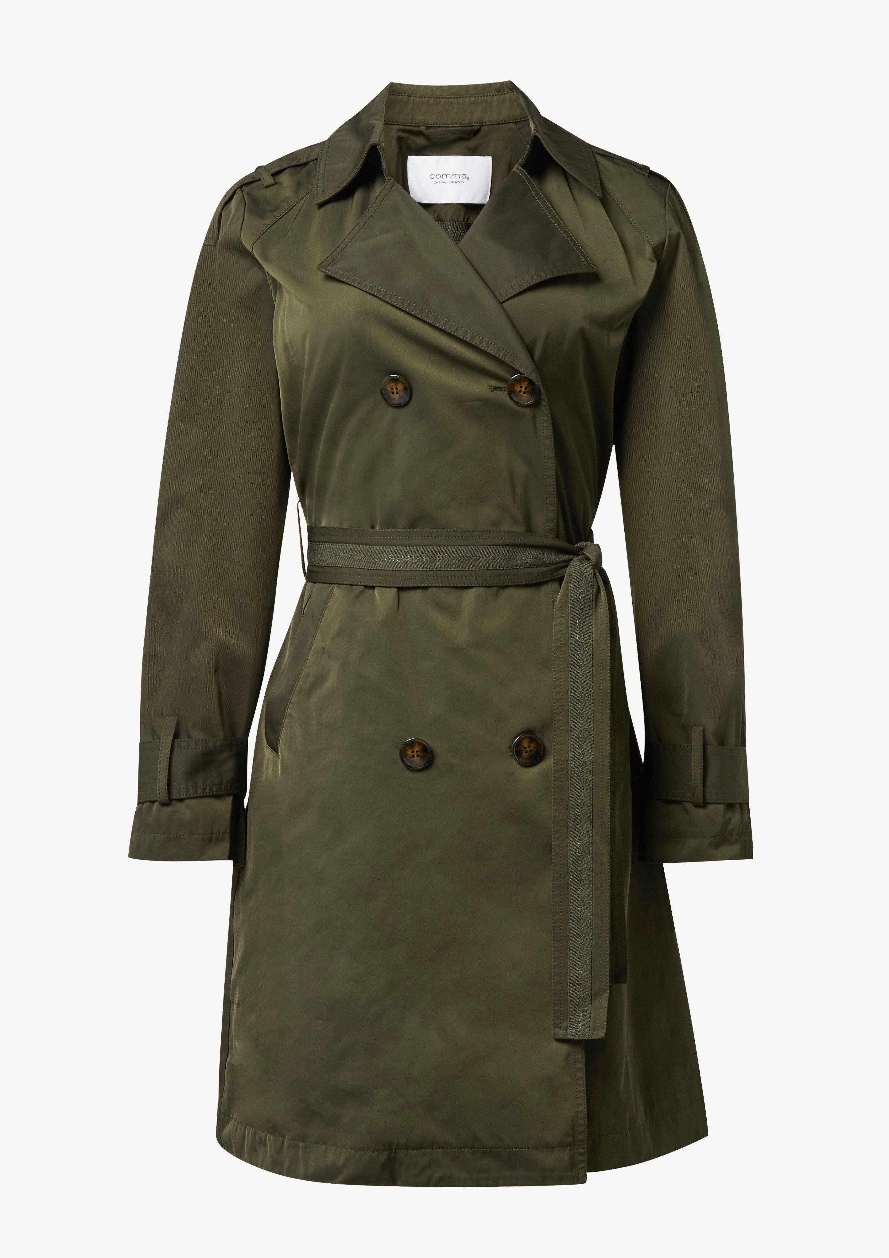 Langmantel Doppelreihiger Trenchcoat aus Baumwollmix