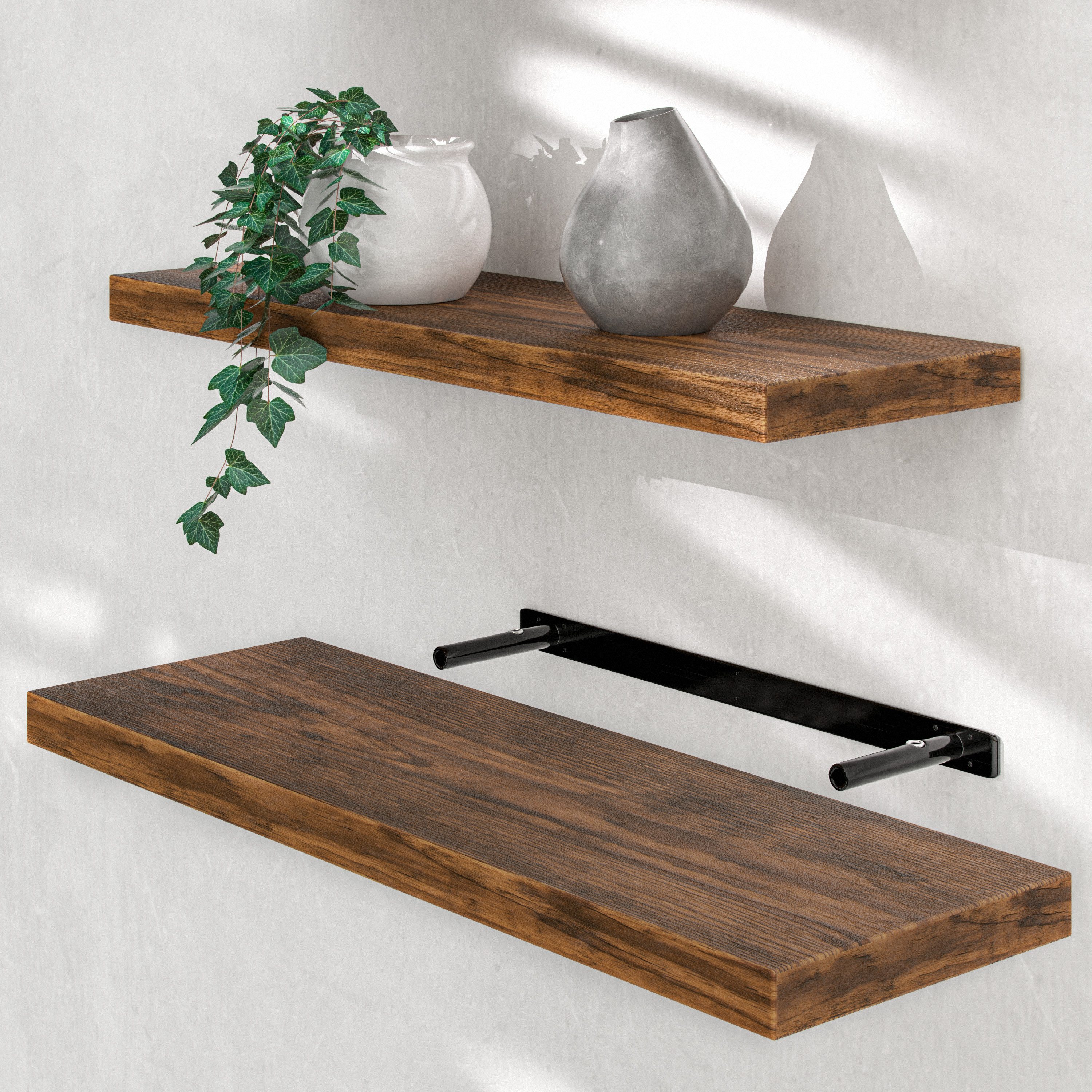 Casaria Wandboard, Dunkle Eiche Hängeregal mit Halterung 15kg Tragkraft Woh günstig online kaufen