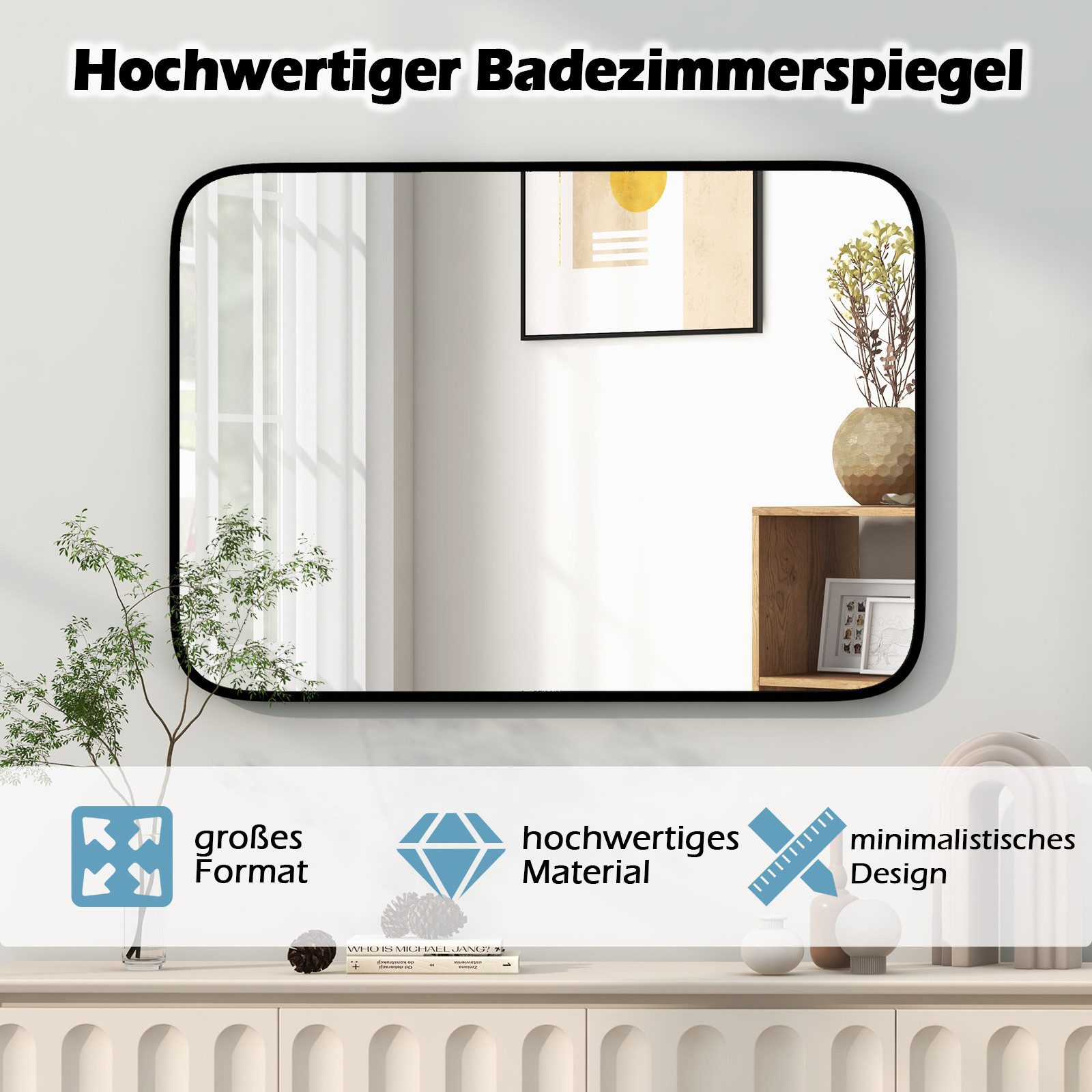 COSTWAY Badspiegel, 70x50 cm, mit Folie günstig online kaufen