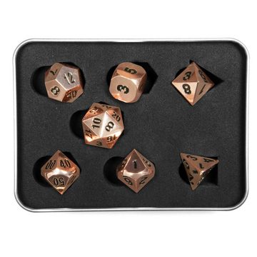 SHIBBY Spielesammlung, 7 polyedrische Metall-DND-Würfel - Glänzend - inkl. Aufbewahrungsbox