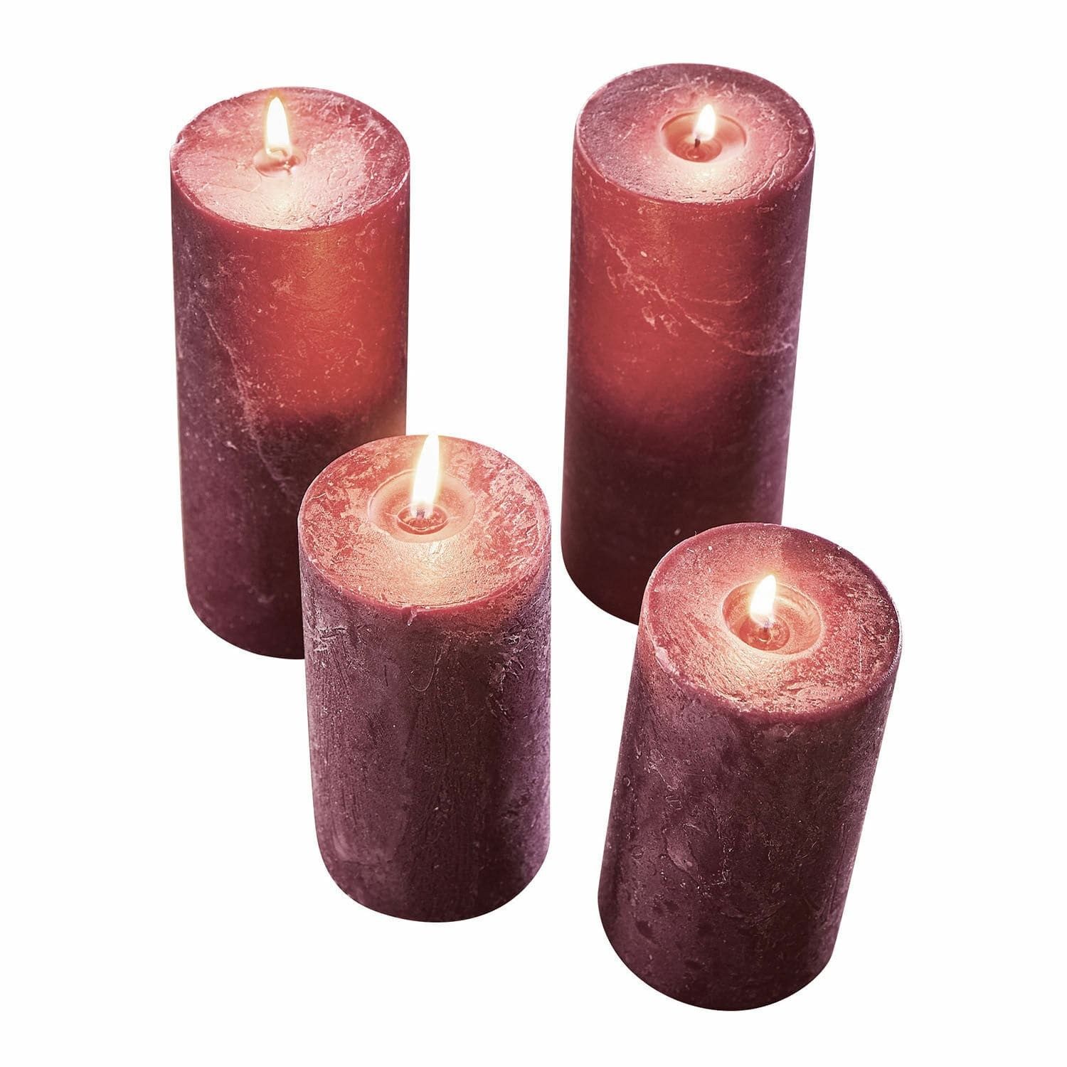 Mirabeau Stumpenkerze Kerze 4er Set Berekua bordeaux (4er Set, 4er Set), none