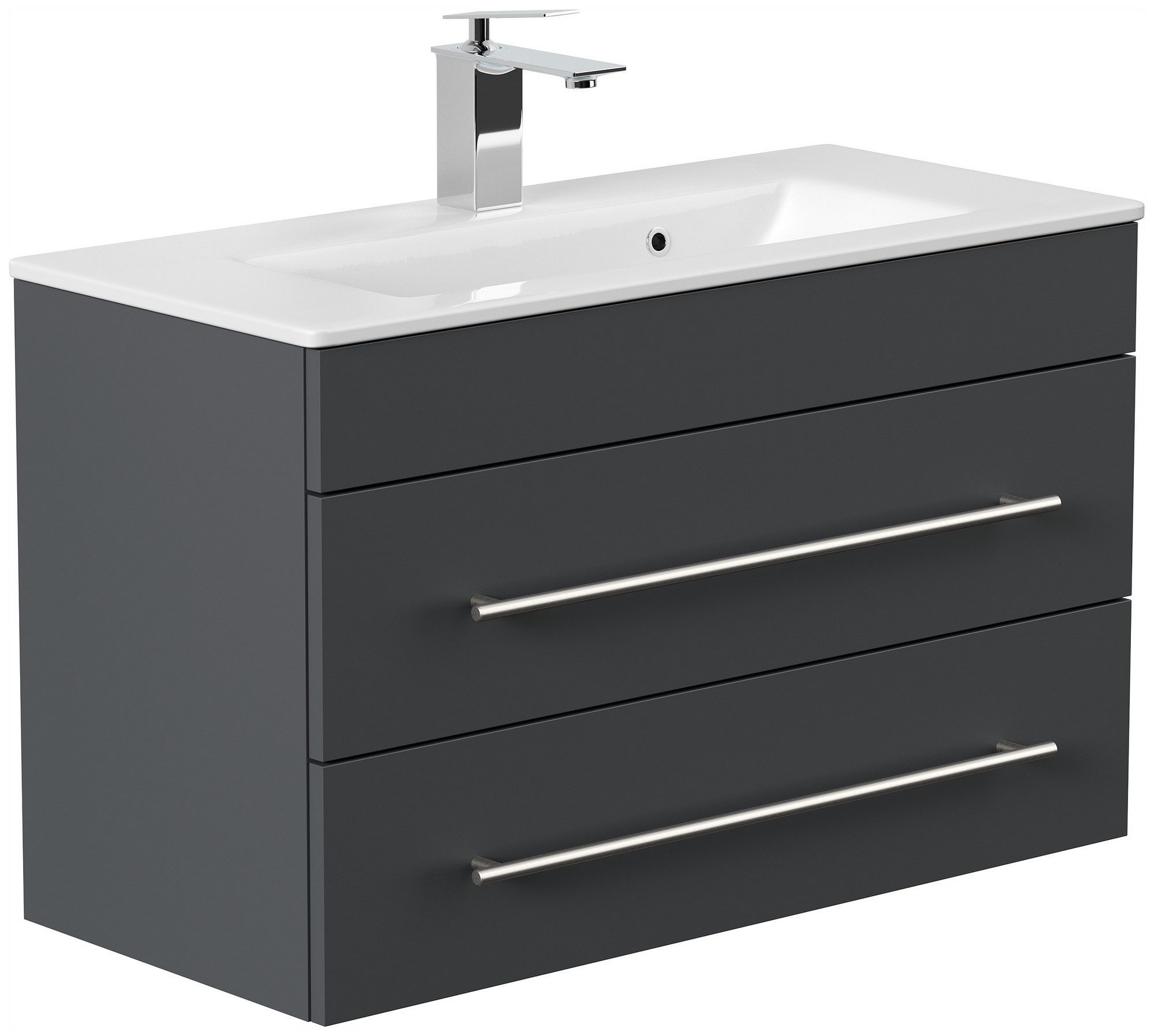 Posseik Badmöbel-Set Badmöbel Waschplatz "Portus 800 SlimLine" 80 cm Grafit