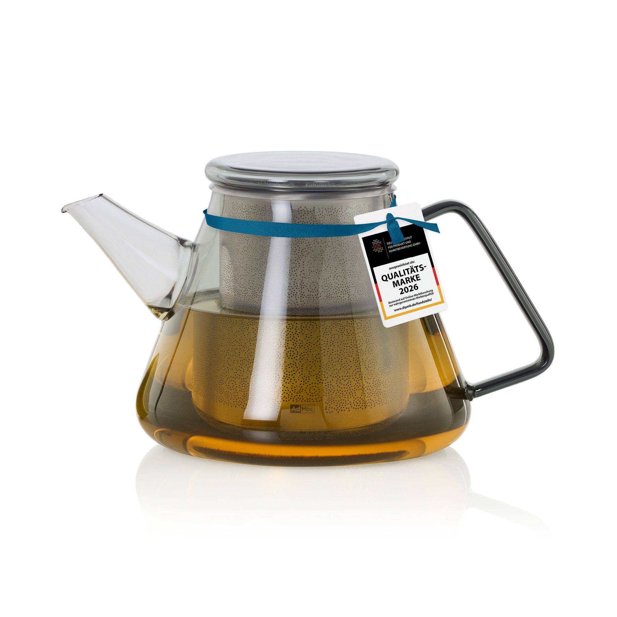 AdHoc Teekanne Orient+, 1.5 l, Borosilikatglas mit Edelstahlfilter, hitzebeständig & aromaschonend