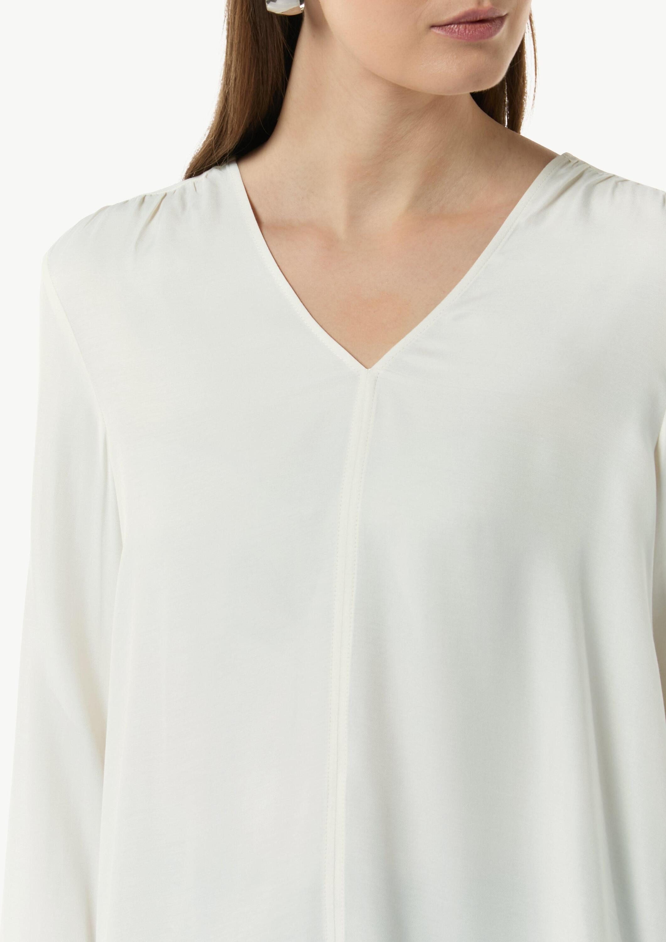 comma Langarmbluse Bluse Viskosebluse mit V-Ausschnitt