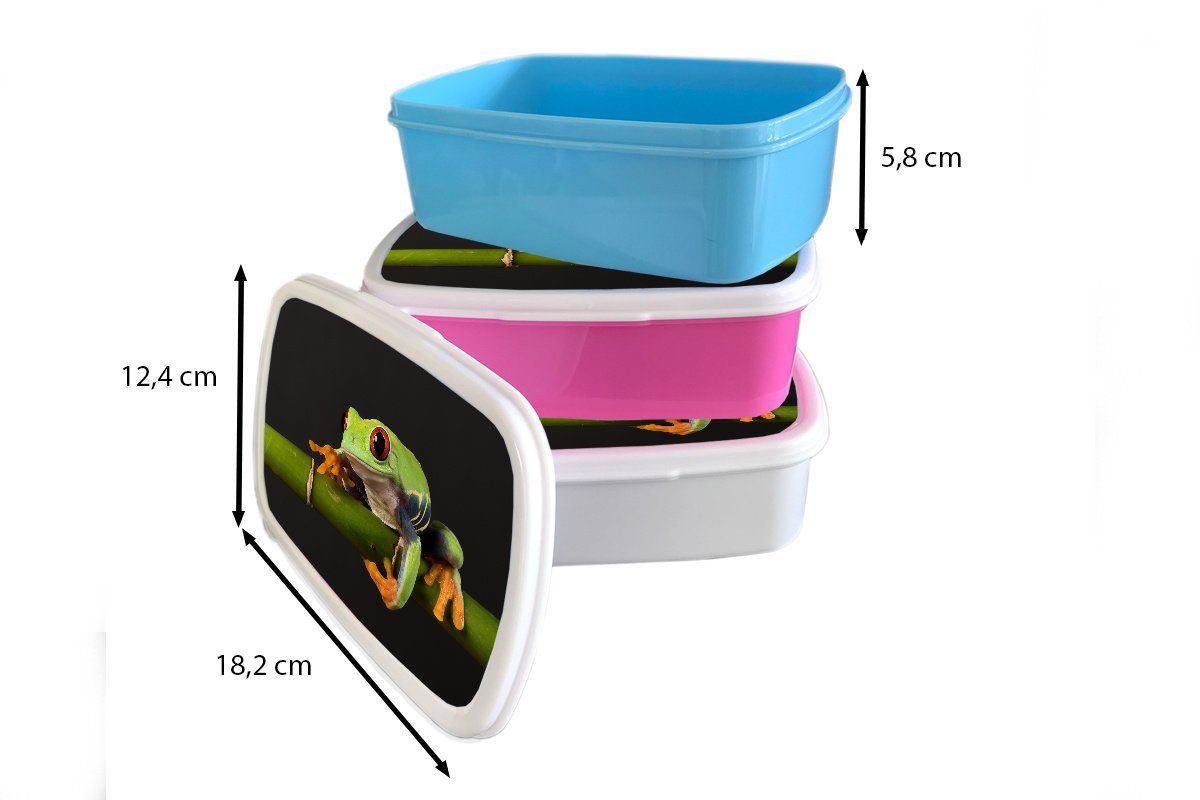 (2-tlg), Mädchen, - Kunststoff Lunchbox MuchoWow rosa - für Frosch Kinder, Brotbox Kunststoff, Brotdose Snackbox, Bambus Schwarz, Erwachsene,