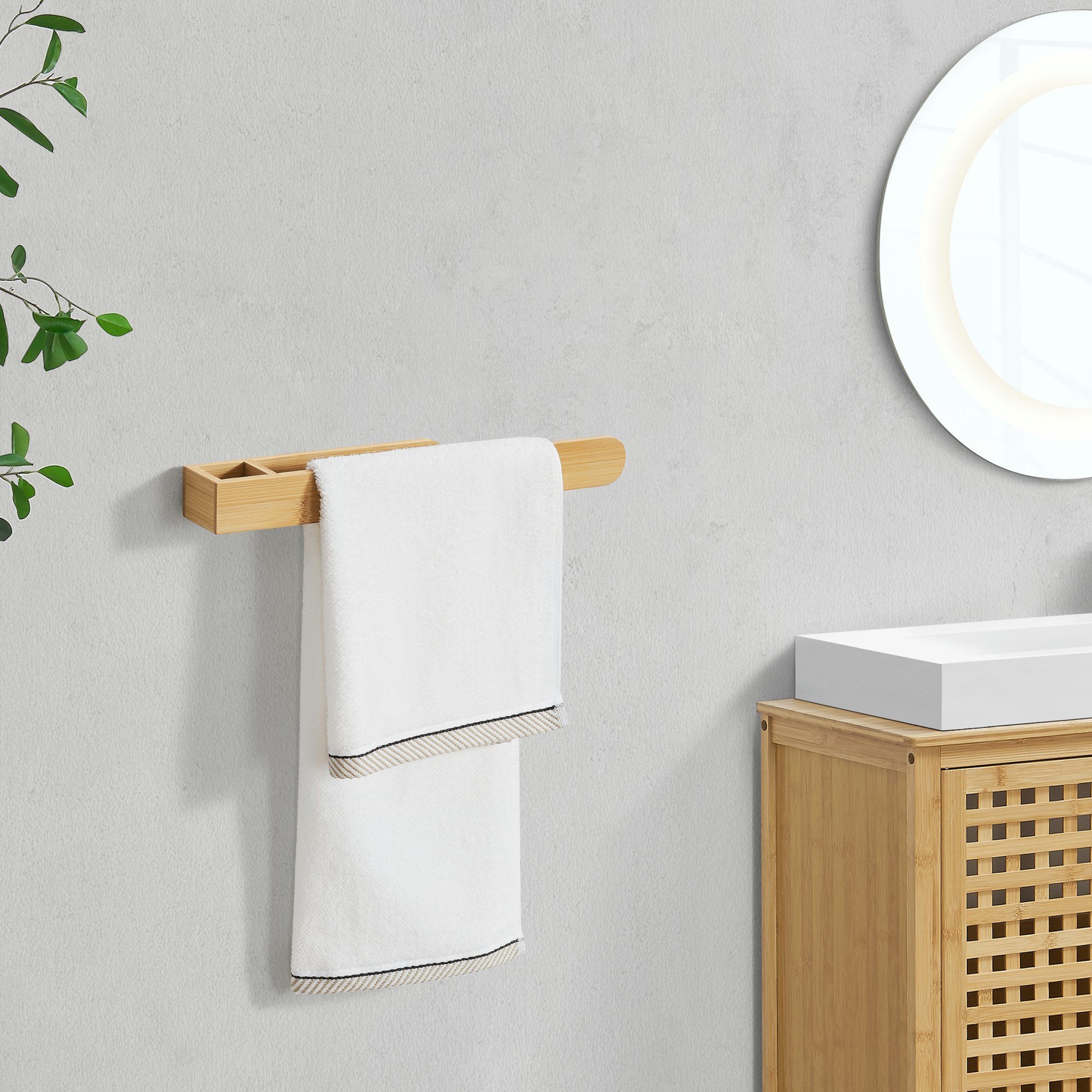 en.casa Handtuchstange, »Tønsberg« Wand-Handtuchhalter elbstklebend Bambus günstig online kaufen