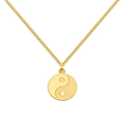 HOPLO Кулони Anhänger Ying Yang mit Kette 1,1 mm 333-8 Karat Gold 36 cm, Made in Germany