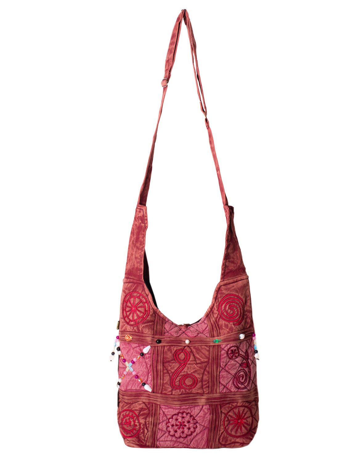 Vishes Beuteltasche Schultertasche Baumwolle Umhängetasche bestickt verstellbar, Alternative Bekleidung, Ethno, Hippie, Retro Style