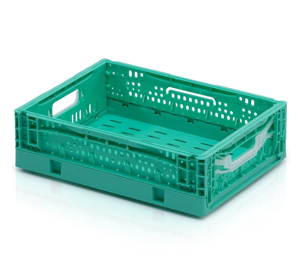 Klappbox "FOLDY" in 4 trendigen Designfarben, gelocht