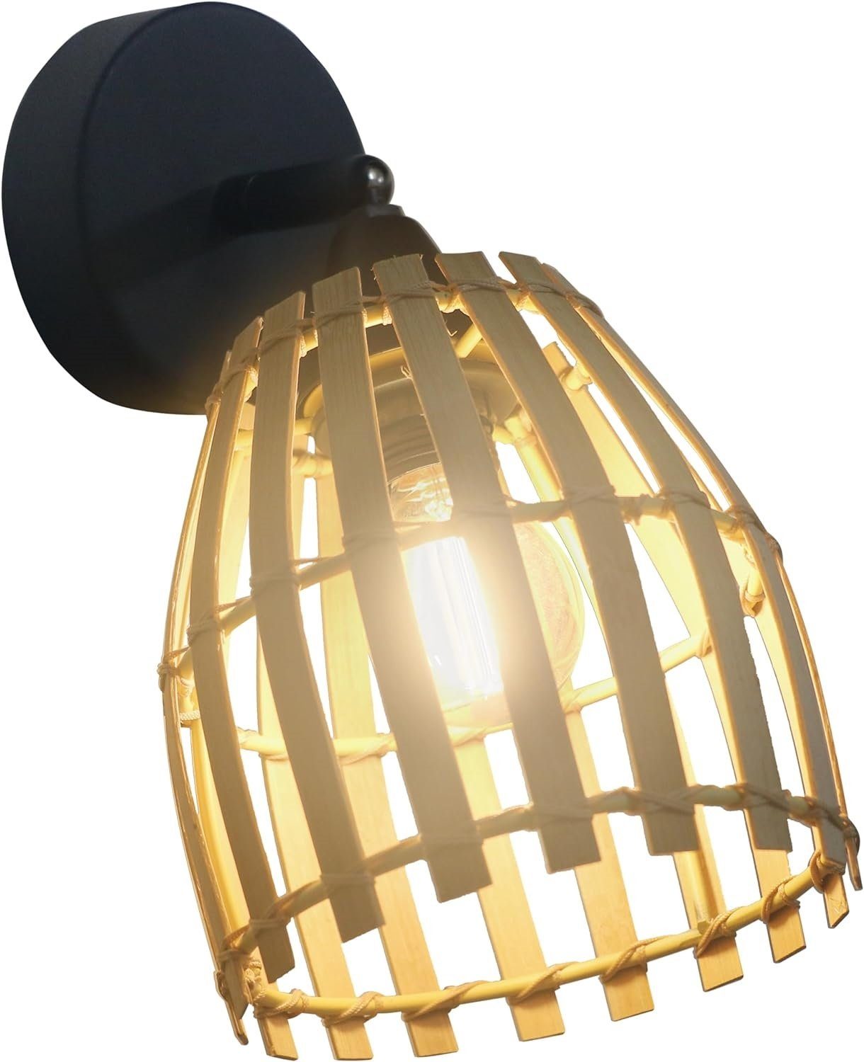 Wandleuchte REV ohne 1, 2 Wandlampe, Leuchtmittel, Rattan, E14 Fassung Deckenlampe, in