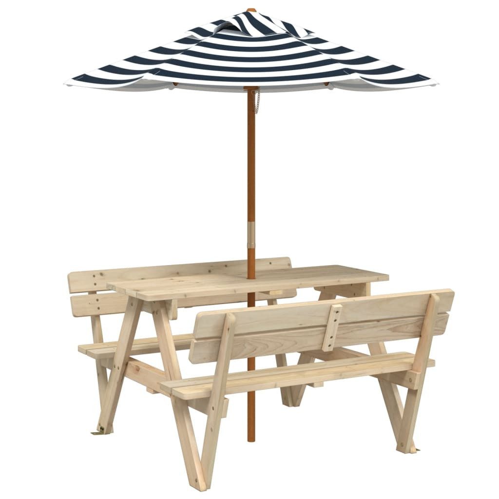 vidaXL Gartentisch Picknicktisch für 4 Kinder mit Sonnenschirm Massivholz Tanne (1-St)