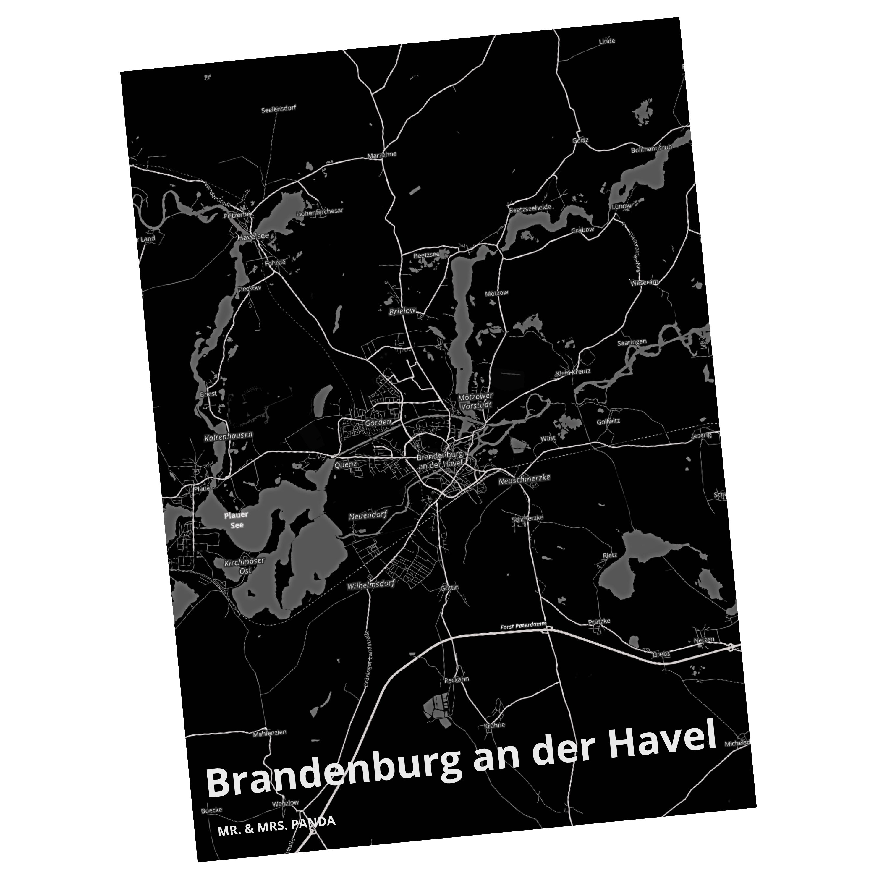 Mr. & Mrs. Panda Postkarte Brandenburg an der Havel - Geschenk, Karte, Geburtstagskarte, Grußkar