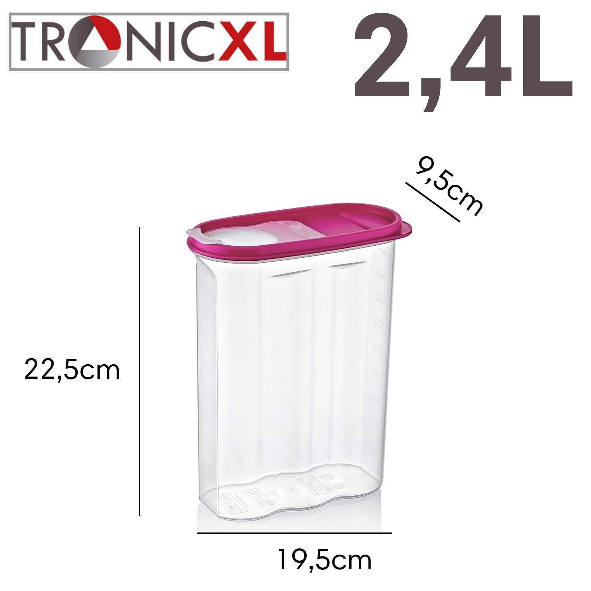 TronicXL Vorratsdose (Set, 4x Stück Set Kunststoff, Dose Schüttdosen Deckel), Vorratsdosen 2,4l 4-tlg., groß Made in Schüttdose 4x stapelbar, Europa 4