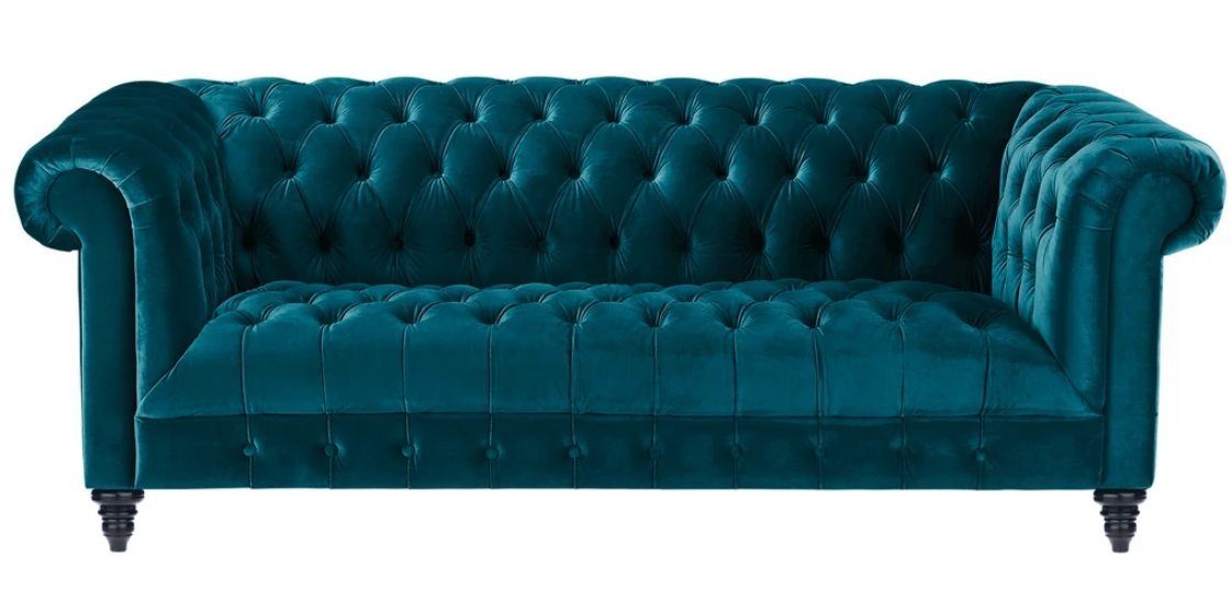 JVmoebel Chesterfield-Sofa, Chesterfield Turkis Samt Couch Luxus Polster Möbel Sofa mit Knöpfen