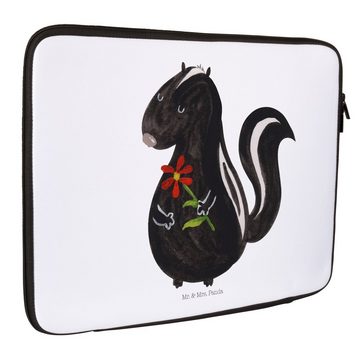 Mr. & Mrs. Panda Laptop-Hülle Stinktier Blume - Weiß - Geschenk, Skunk, Notebook Tasche, Computerta