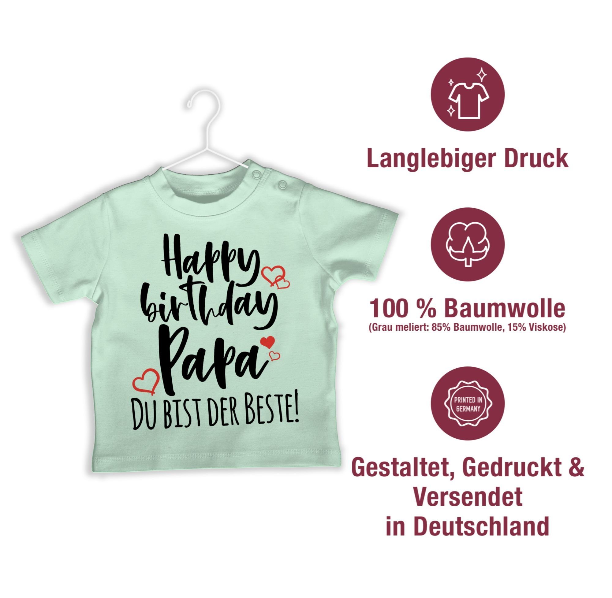Mintgrün Junge T-Shirt & Birthday Shirtracer Happy 2 Mädchen Strampler Baby Papa