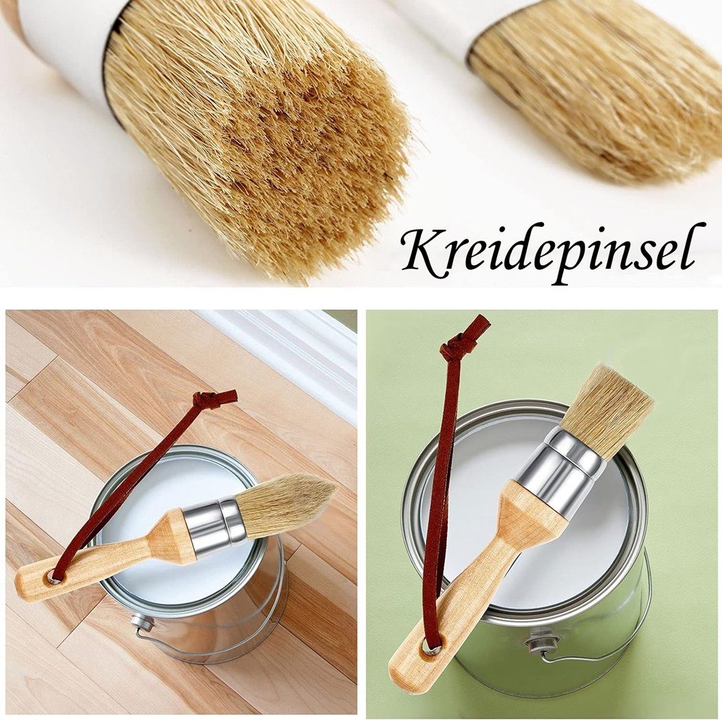 TUABUR Kreide- für ovale Wachspinsel, und Acrylmalerei Pinsel Pinsel Holzfarbe 3er-Pack
