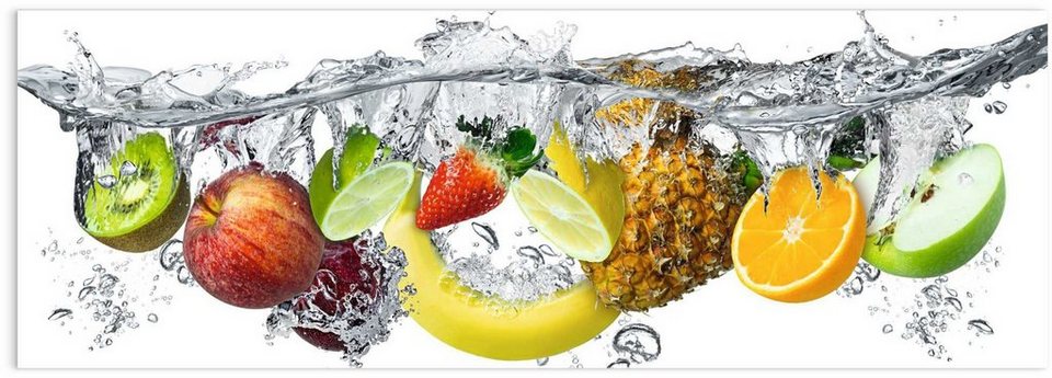 Reinders! Glasbild Glasbild Obst Tropfen Wasser - Obst - Frisch - Gesund,  Obst (1 St)