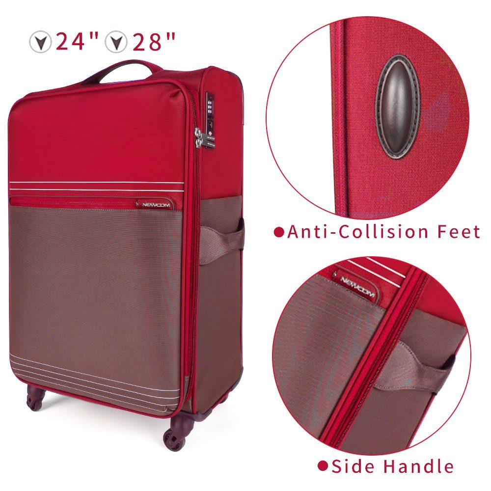 NEWCOM Handgepäckkoffer 20-24-28-Zoll-Koffer rot erweiterbarer NEWCOM Gepäckset 3-teiliger