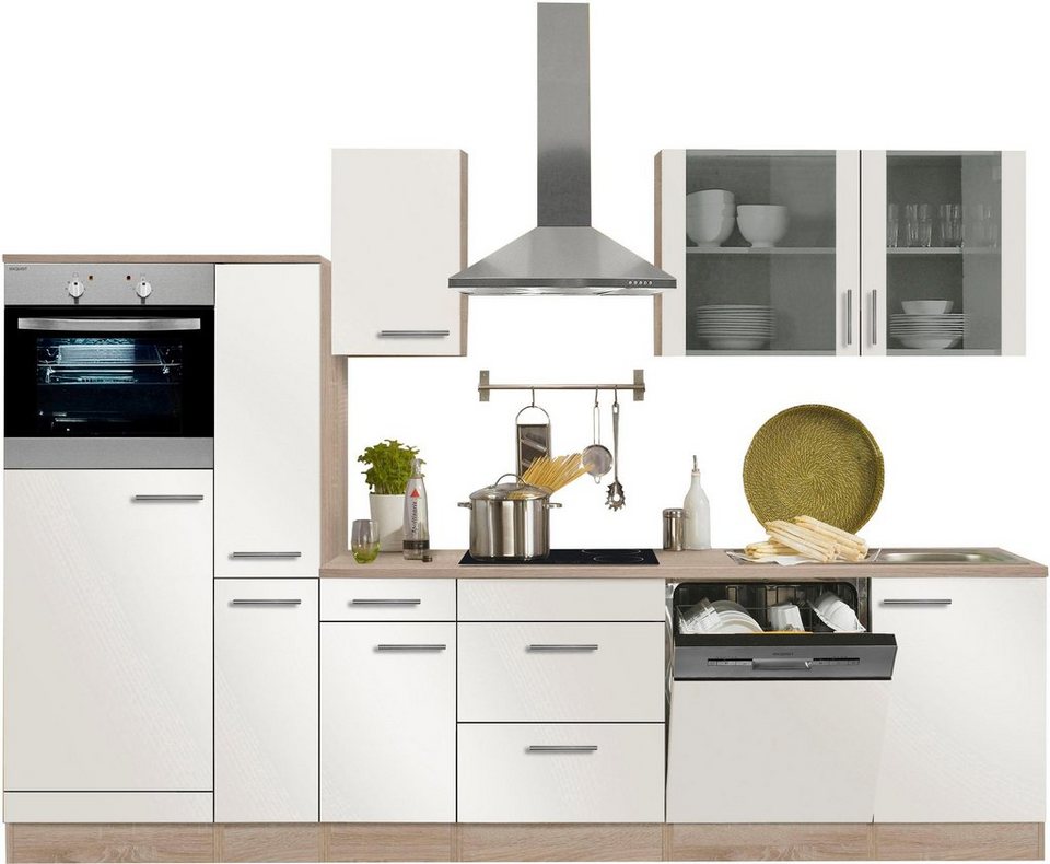 OPTIFIT Küchenzeile Kalmar, mit E-Geräten, Breite 300 cm, Beliebig um  weitere Schränke erweiterbar, z. B. auch über Eck