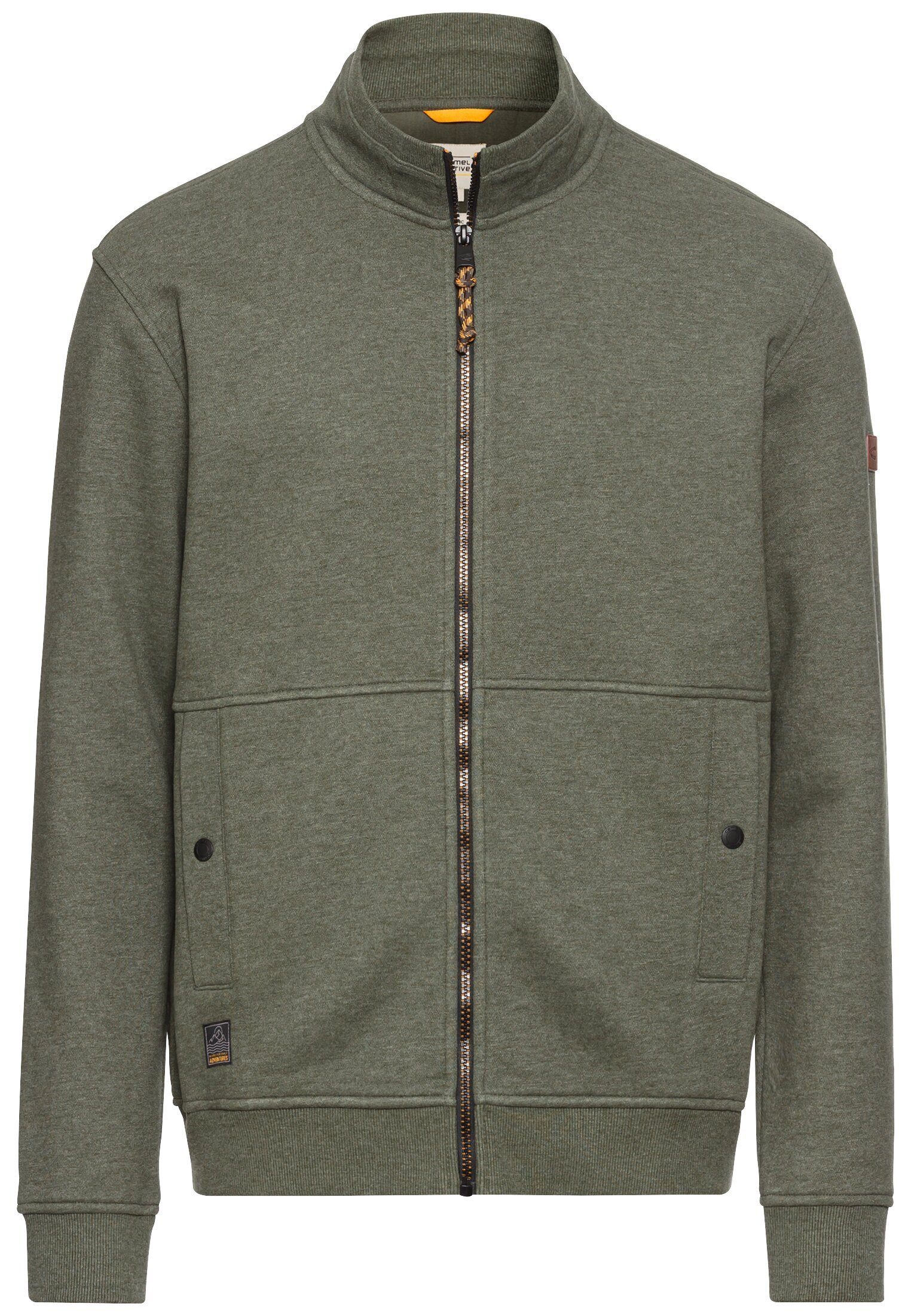 camel active Sweatjacke aus einem Baumwollmix Langarm Stehkragen