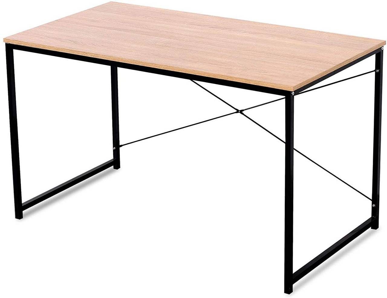 Woltu Schreibtisch, Schreibtisch aus Holz & Stahl in modernem Design natur