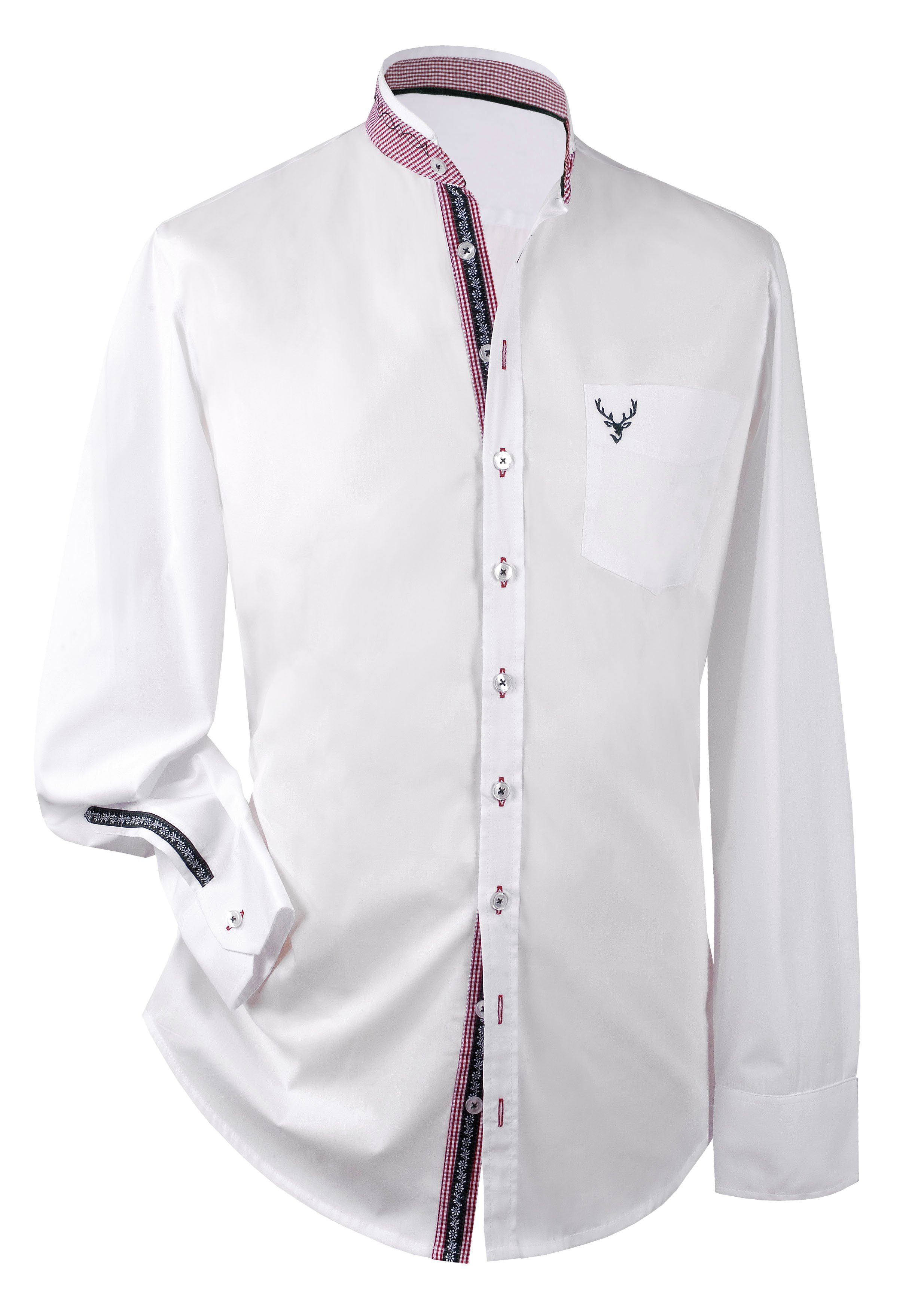 Moschen-Bayern Trachtenhemd Trachtenhemd Herren SLIM FIT Stehkragen Hirsch günstig online kaufen