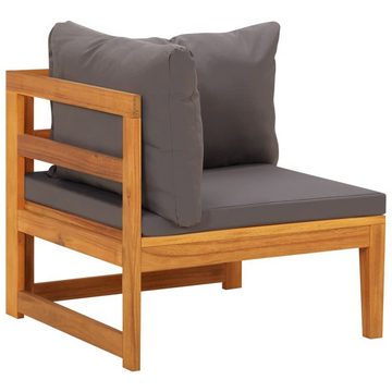 vidaXL Loungesofa Ecksofa mit Dunkelgrauen Kissen Massivholz Akazie, 1 Teile